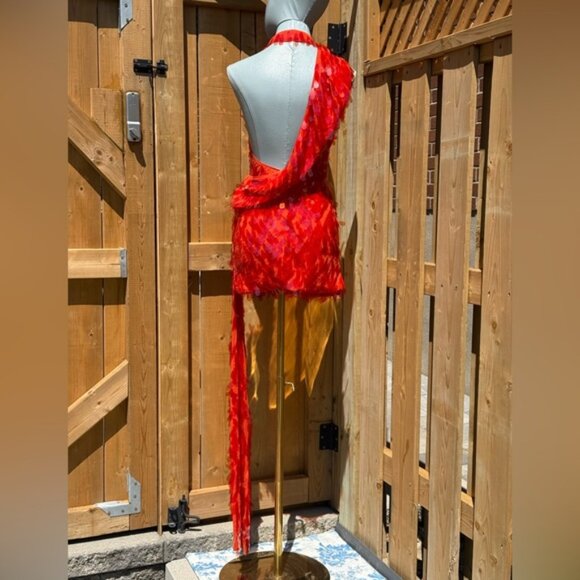 🆕 MISHA COLLECTION 🧿 NWOT Red Sapphire Sequins Mini Dress, Sz XXS - Sz US 0 - Picture 6 of 15